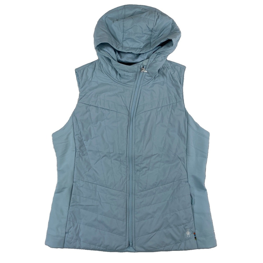 Smartwool Smartloft Hooded Vest Women's Large Light Blue Zipper Pockets